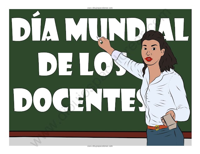 Día Mundial De Los Docentes dibujo a color y para colorear